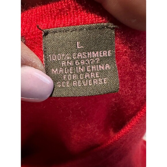 Heather B Size Large V‎ Neck Red 100% Cashmere Sweater Lightweight Soft #OP3-0 - Picture 3 of 7